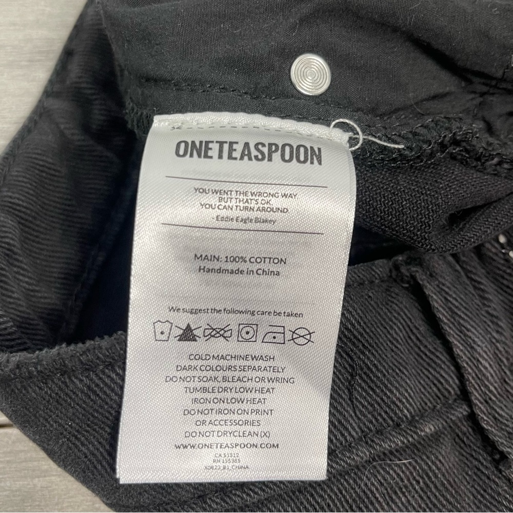 ONE TEASPOON TRUCKERS MID WAIST RELAXED DENIM JEAN SHORTS IN PURE BLACK SIZE 27 - Picture 11 of 16